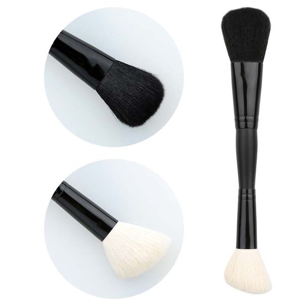 

makeup brushes special black aluminum handle goat hair liqiud foundation brush double end loose powder blusher tools in