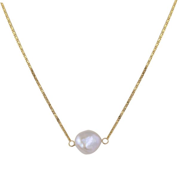 pendant necklaces simple and elegant french romantic temperament inlaid with natural opposite single pearl baroque cool fashion necklace, Silver