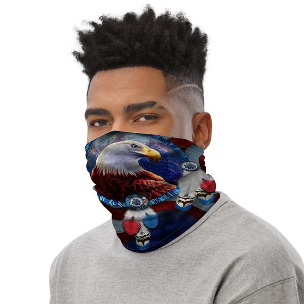 

printed eagle tube running training sport neck scarf summer sun protection anti dust face mask jel1, Blue;gray