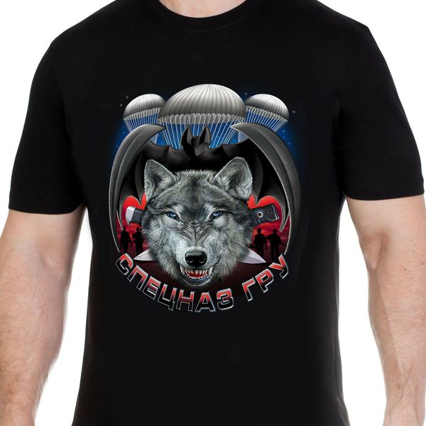 

t-shirt military intellige in black cotton.t-shirts front russian