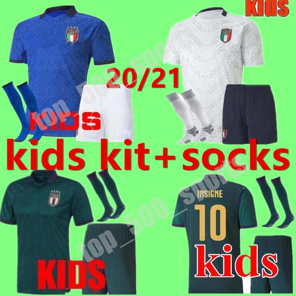 

2020 italy soccer jerseys italy insigne belotti verratti kean bernardeschi 20 21 kids kit youth boys football shirt uniforms, Black
