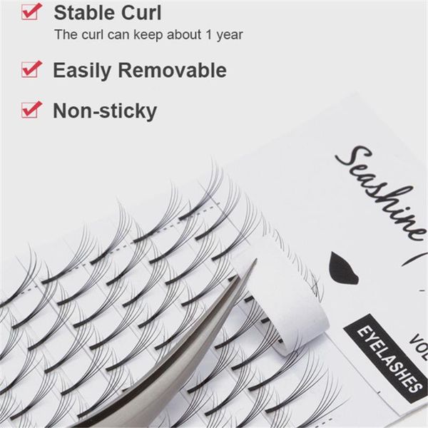 

false eyelashes seashine premade volume fans long stem mink extension russian 2d-7d heat bonded