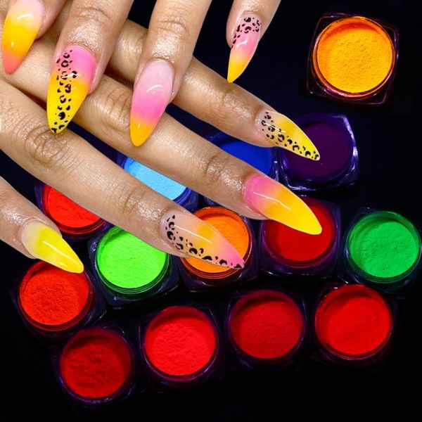 

nail glitter 13boxes neon pigment powder set ombre fluorescence gradient eye dust art paillettes beauty beye01-13-1, Silver;gold