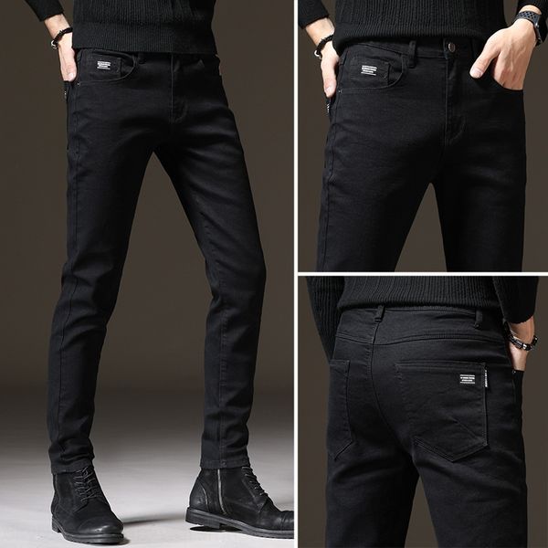 

spring and summer black jeans slim pants men's autumn stretch trousers trouserscasual jeans trousers casual long pants men's korea, Blue