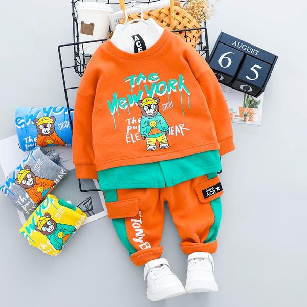 

fashion clothes for infant boys girls outfit set spring autumn new cartoon letter toddler kid children clothes 1 2 3 4 years, White
