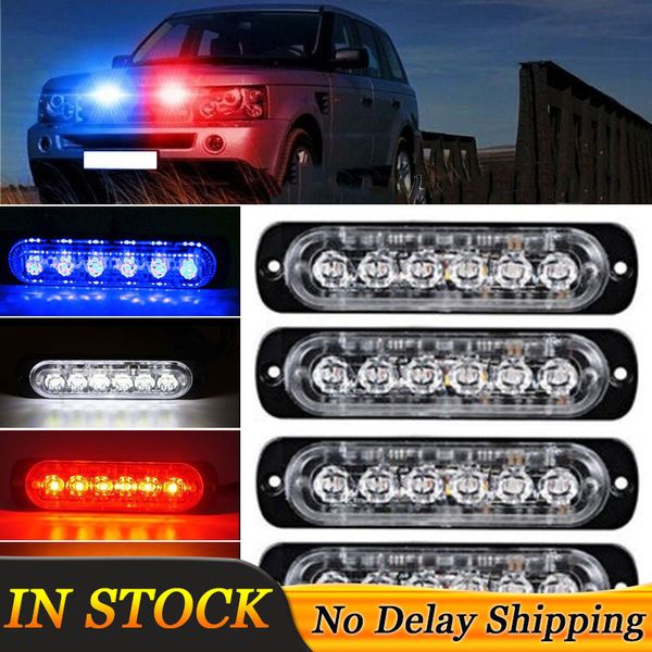 

4/6 led 12w car truck beacon strobe warning lamps hazard grille flashing light emergency marker lights yellow/red/blue/white