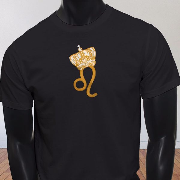 

футболка мужчины 100% хлопок футболки заказать t shirtslion пожар вс зодиака лев корона астрологический знак mens черный сумасшедший футболо