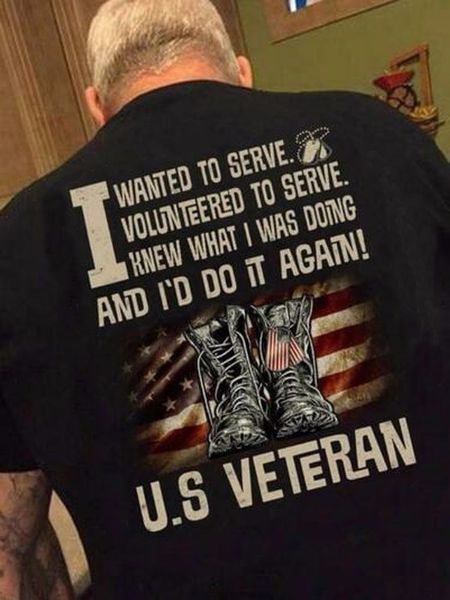 

u.s ветеран я хотел служить я бы сделать это снова - backprint футболка