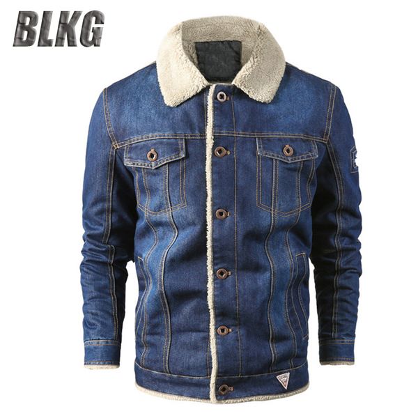 

men's jackets wholesale winter jacket men denim thick warm wool liner windbreaker clothing plus size m-6xl jeans coat, Black;brown