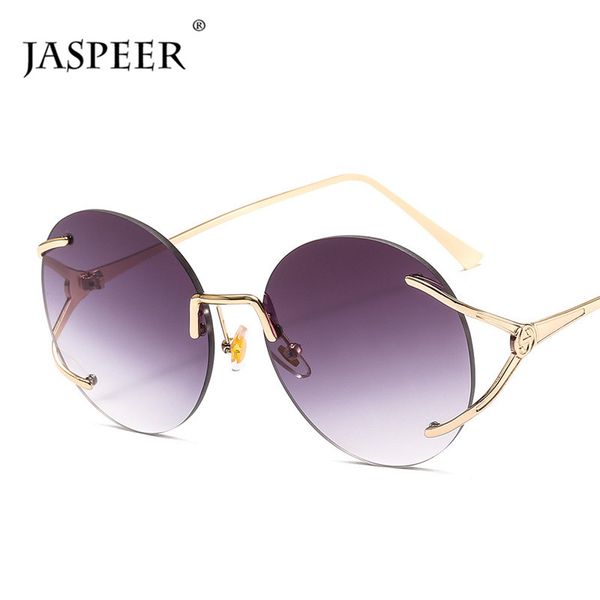 

jaspeer retro rimless sunglasses women designer round sun glass gradient frameless fashion eyewear uv400, White;black