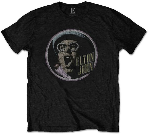 

elton john vintage circle (black) t-shirt - new official
