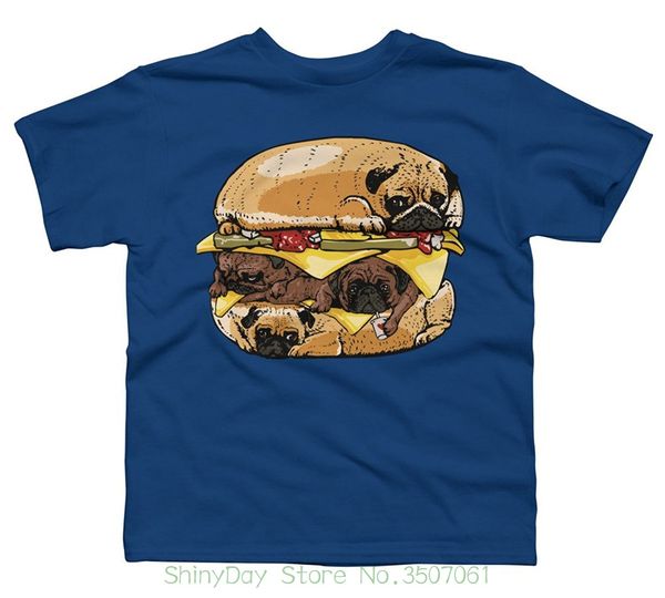 

молодежь graphic t shirt новая мода мужская с коротким рукавом футболки хлопок футболки мопсов burger мальчика