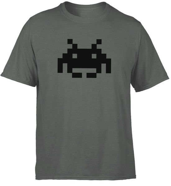 

space invader футболка ретро урожай дизайн tee mens charcoal gray печать tee shirt