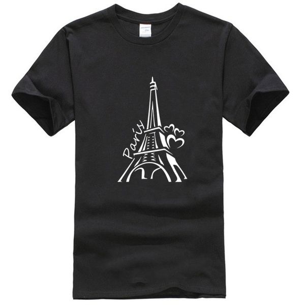 

romantic eiffel tower line art o neck cotton t shirt men and woman summer short sleeve designed casual tee m01073