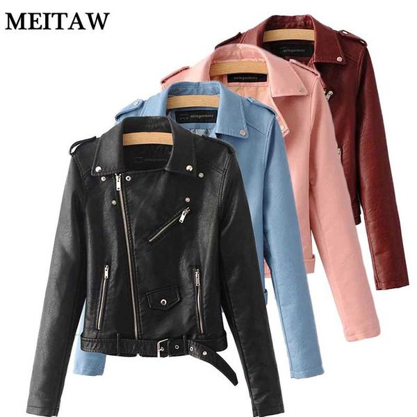 

women's jackets 2021 casual pu leather jacket women solid long sleeve short coat winter slim motorcycle soft, Black;brown