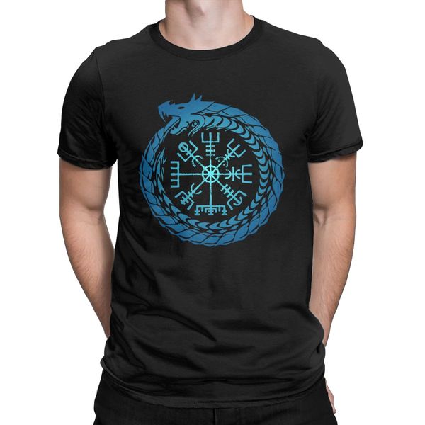 

viking vegvisir ёрмунганд world serpent футболки мужчины 100% хлопок смешные t-shirt норвежская мифология символ тис одежда плюс размер