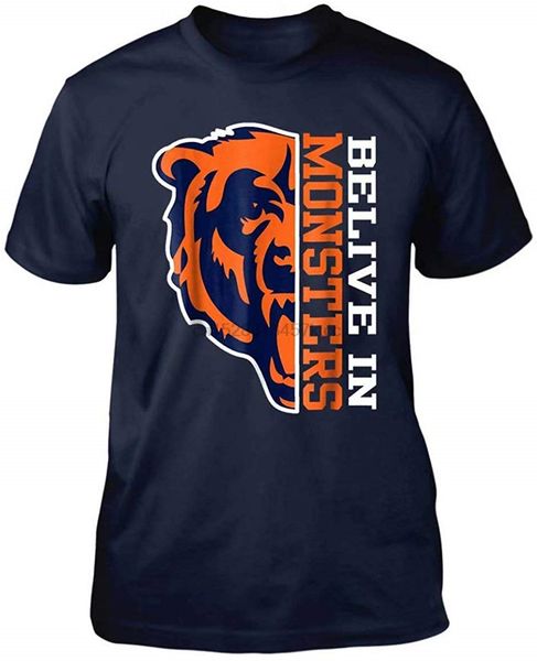 

belive in monsters bear football chicago fan fashion t shirt men women graphic tee shirt
