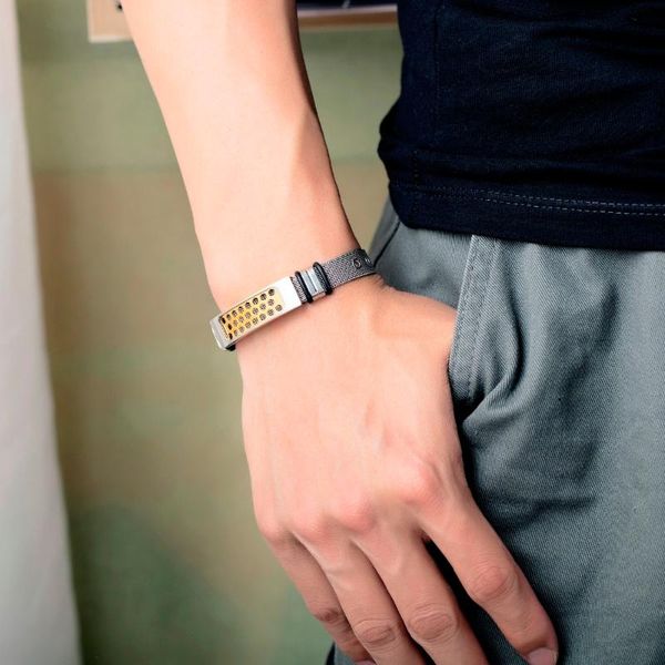 

bee bracelet gold bracelet stainless steel love bangles for men multi color gift for her or him, Black