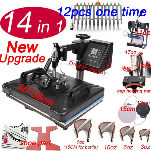 

14 in 1 heat press machine sublimation printer/shoes transfer machine pen heat press for mugs/caps/t shirts/shoes/bottles/pens