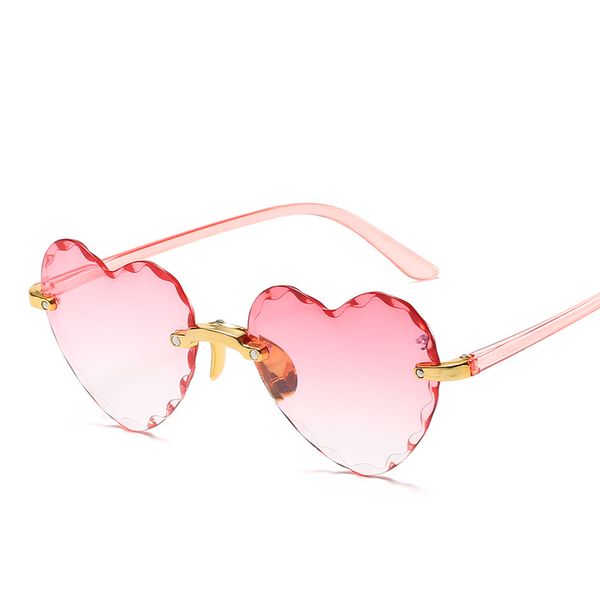 

2020 new fashion red heart-shaped sunglasses ladies cut-edge frameless sunglasses peach heart shape glasses, White;black