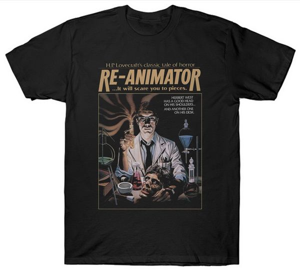 

re-animator футболка фэнтези ужасы 1970's фильм фильм хлопка с коротким рукавом майка