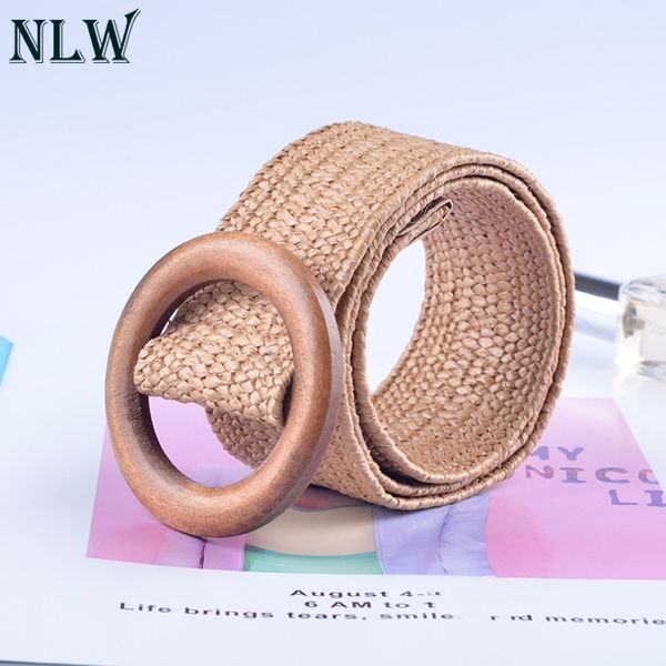 

belts nlw casual female belt accessories wooden button for women elastic straw decoration dress, Black;brown
