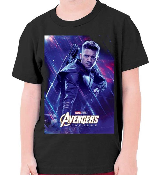 

lianliya boys girls avenger-s-endga-me-hawkeye crew neck t shirts 100% cotton black o-neck t-shirt casual high quality