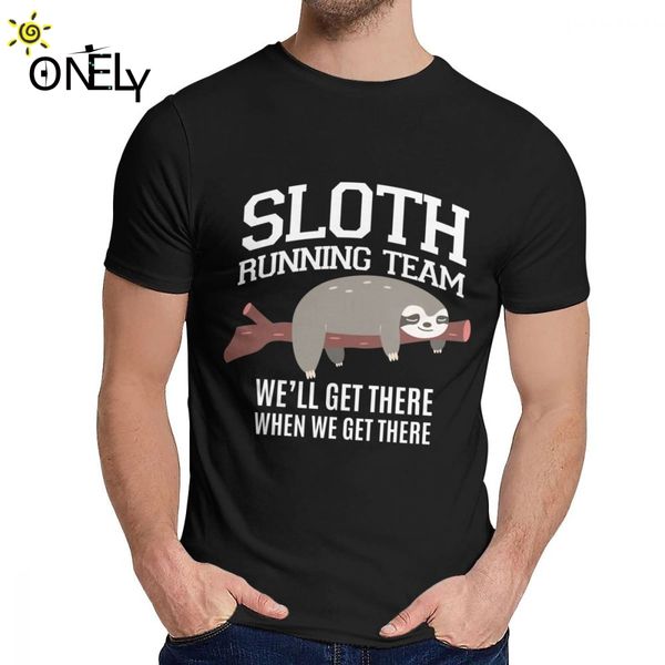 

100% cotton sloth running team tee shirt men's fashion young style classic round neck camiseta