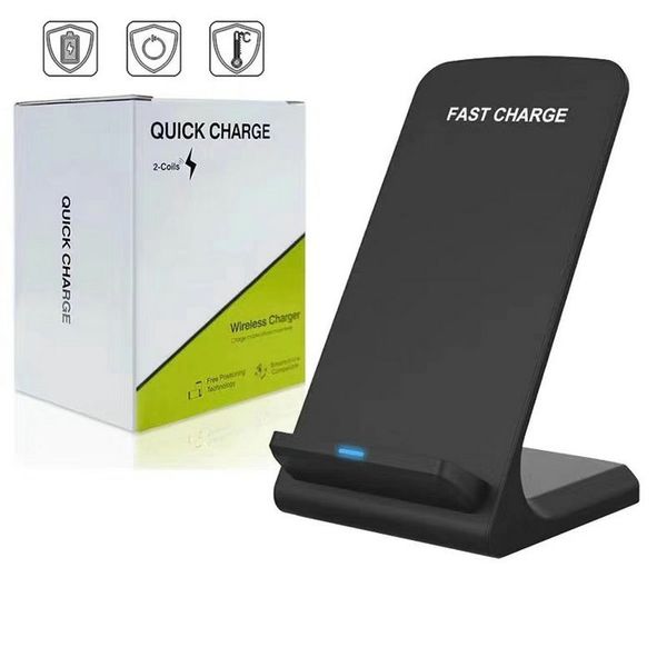 

2 coils 10w wireless charger fast qi wireless charging stand pad for iphone 11 pro max xs samsung note 10 s10 s9 all qi-enabled smartphones
