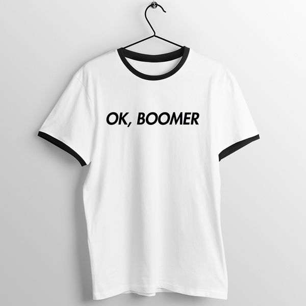 

black trim t shirt men women okay boomer meme printed tee