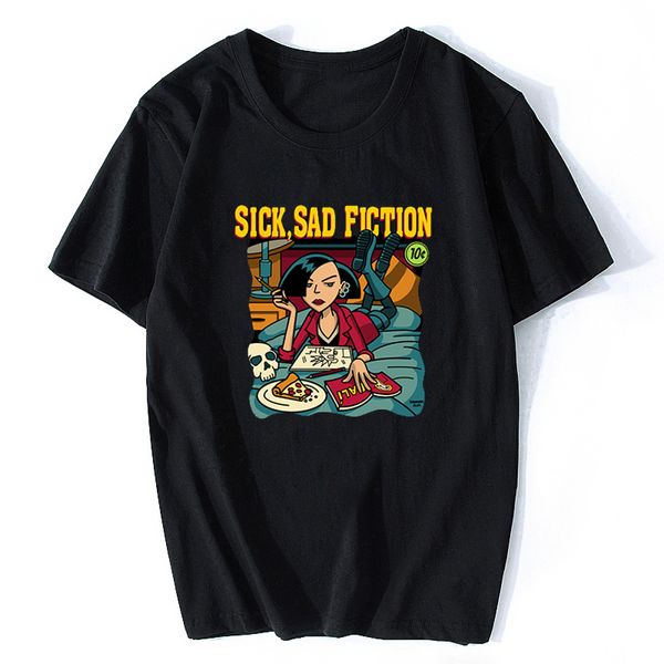 

sick sad pulp fiction мужчины футболка harajuku streetwear хлопок camisetas hombre квентин тарантино смешные прохладный 100% хлопок футболки