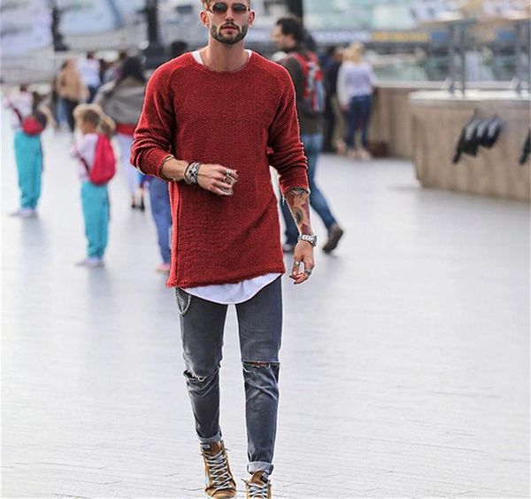 

men s sweater o-neck solid color loose fit knittwear autumn winter mens sweaters pullovers pullover bottoming 2020003, White;black