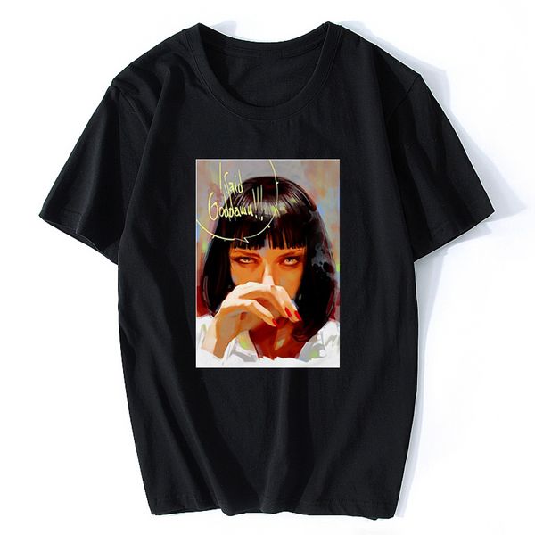 

фильм криминальное чтиво футболка ума турман mia wallace квентин тарантино тройники с коротким рукавом top одежда черная рубашка 3xl