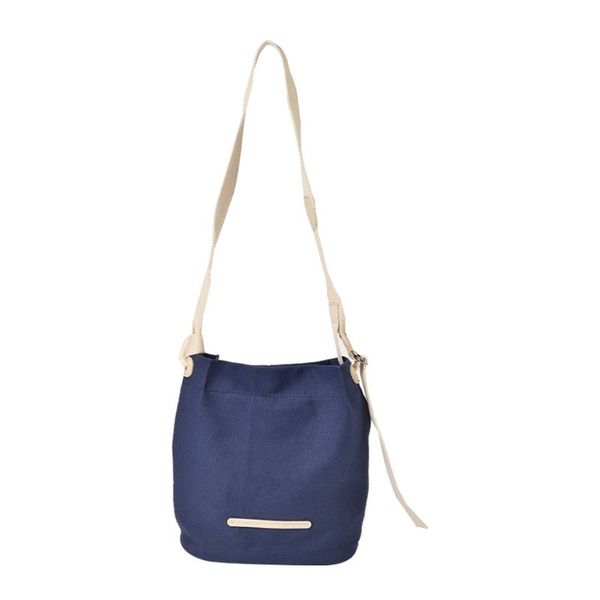 

women women bucket canvas shoulder bag solid color large capacity casual art style delicate hardware shopping ladies handbag 2