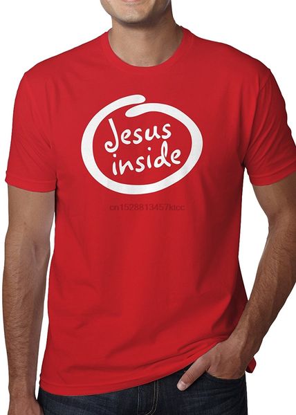 

tee 100% cotton humor men crewneck tee shirts men jesus inside christian t-shirt red
