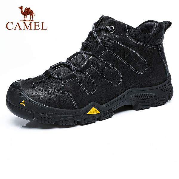 

camel men boots genuine leather non-slip men's short boot outdoor autumn and winter casual boot male hiking bota cano curto, Black