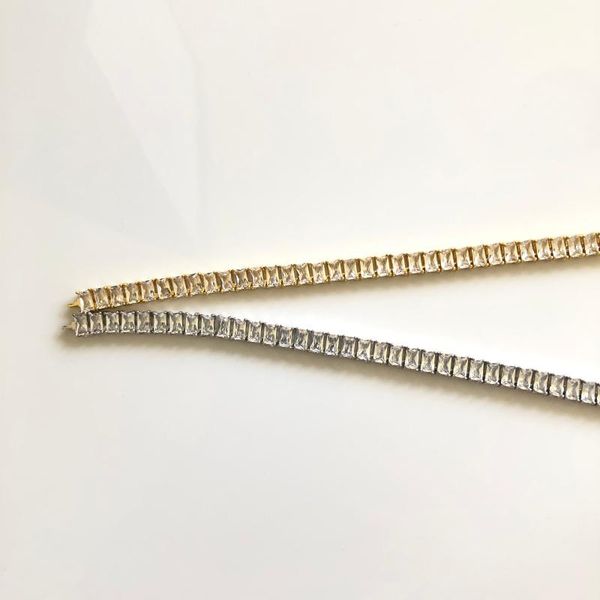 

6mm iced out bling zircon 1 row tennis chain necklace men hip hop jewelry dropshipping, Silver