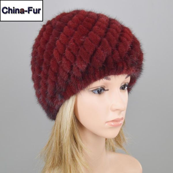 

beanie/skull caps winter lovely real hat women good elastic knitted natural beanies cap mink furthick, Blue;gray