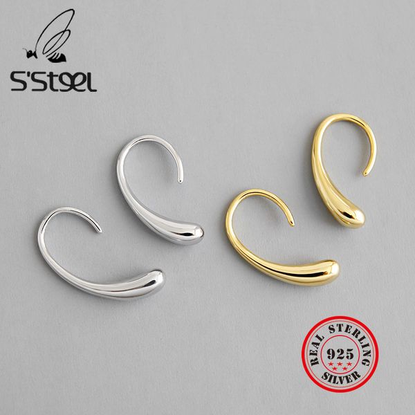 

hoop & huggie s'steel water drop 925 sterling silver earrings for women korean gold earings aros mujer oreja bijoux femme 2021 jewelry, Golden;silver