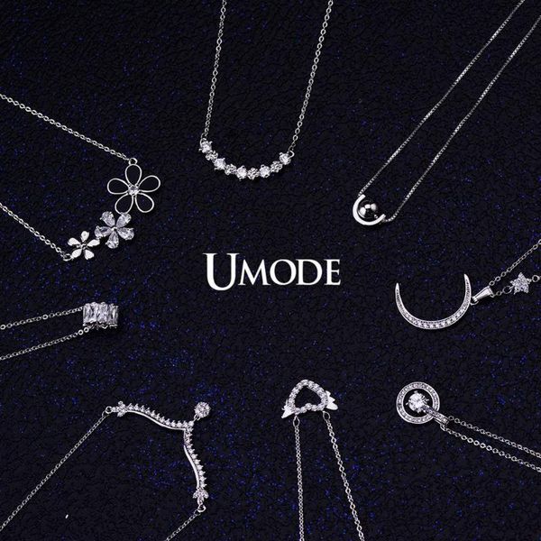 

umode fashion multi type cz pendant necklaces for women clear zircon choker necklaces fashion jewelry collier femme un0012x, Silver