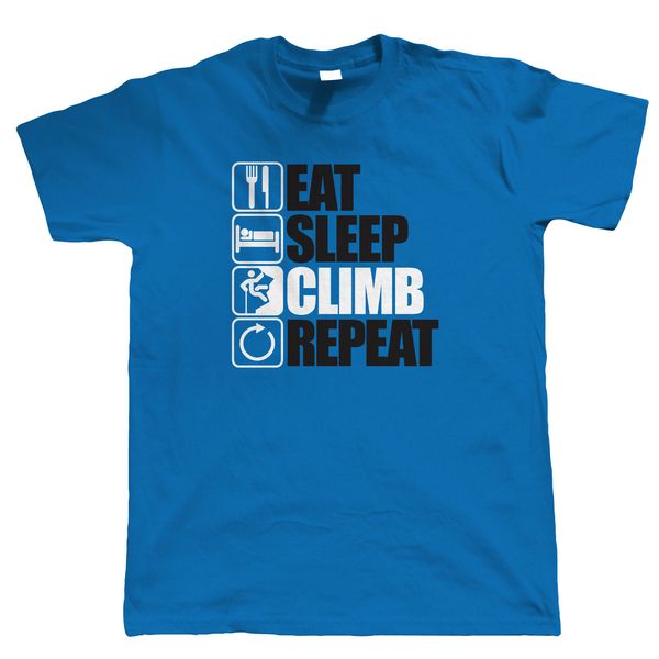 

eat sleep climb repeat, t shirt - mountain climbing gift for him dad birthday new summer men short sleeve causal tee logo shirts