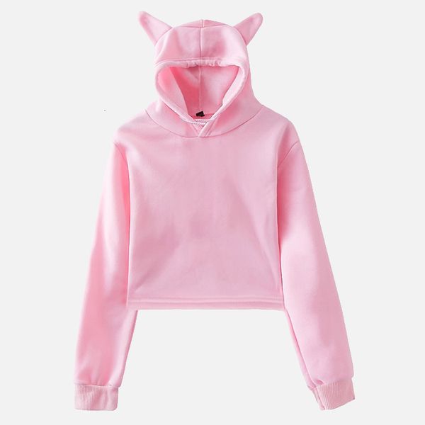 

2020 cat ear autumn hooded women's hoody sweatshirt fashion long sleeve cropped hoodies women streetwear pullovers female, Black