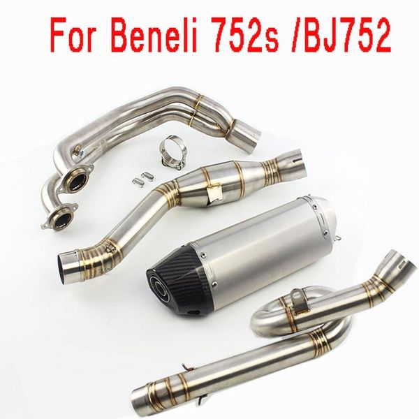 

slip on for beneli 752s bj752 motorcycle full exhaust middler pipe muffler system stainless steel tracer carbon fiber exhaust