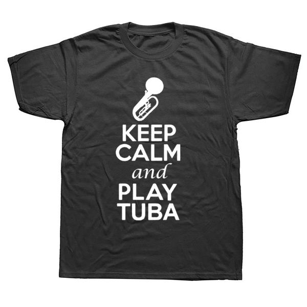 

streetwear summer style t shirt keep calm and play tuba music lover print t shirts mens clothing