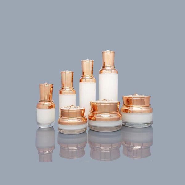 

storage bottles & jars 15ml lotion/spray acrylic pump bottle,50pcs white/gold bottle