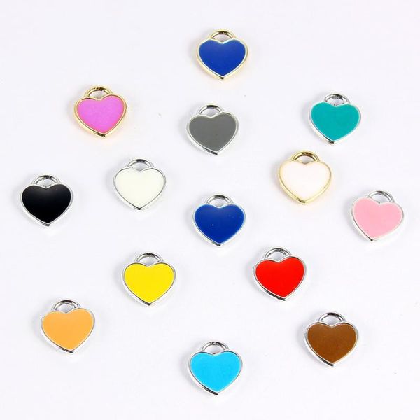 

charms colorful enamel heart pendants for diy necklaces bracelets accessories jewelry making charm bulk wholesale, Bronze;silver