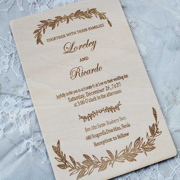 

greeting cards wooden wedding invitation for plants - floral flower card p