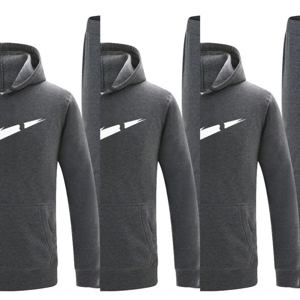 

men's sports sweatshirt sweatshirtwool sweatshirtsuit printed autumn and winter fleece sweater hoodie sports pants 2-piece combination, Black