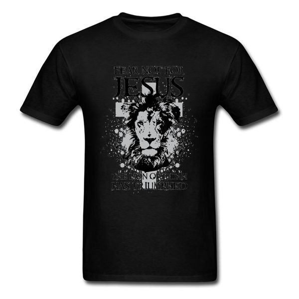 

new design father t shirt fear not for jesus the lion of judah faddish fashion print loose tshirt christianism religion pray men