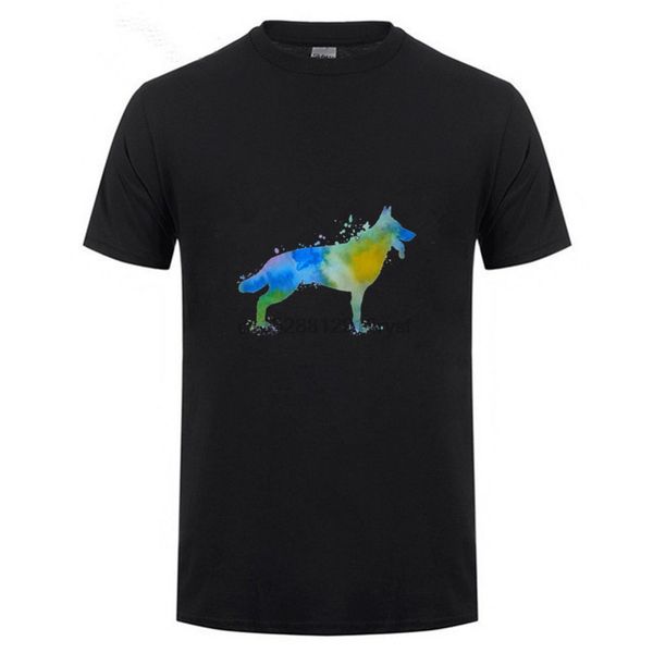 

comfortable all cotton tees men short-sleeve 2018 friend splash art australian german shepherd 4 shirts
